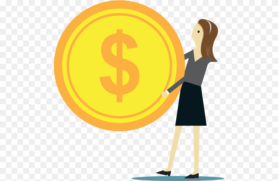 Business Woman Holding A Lot Of Money Illustration, Adult, Female, Person Free Png Download