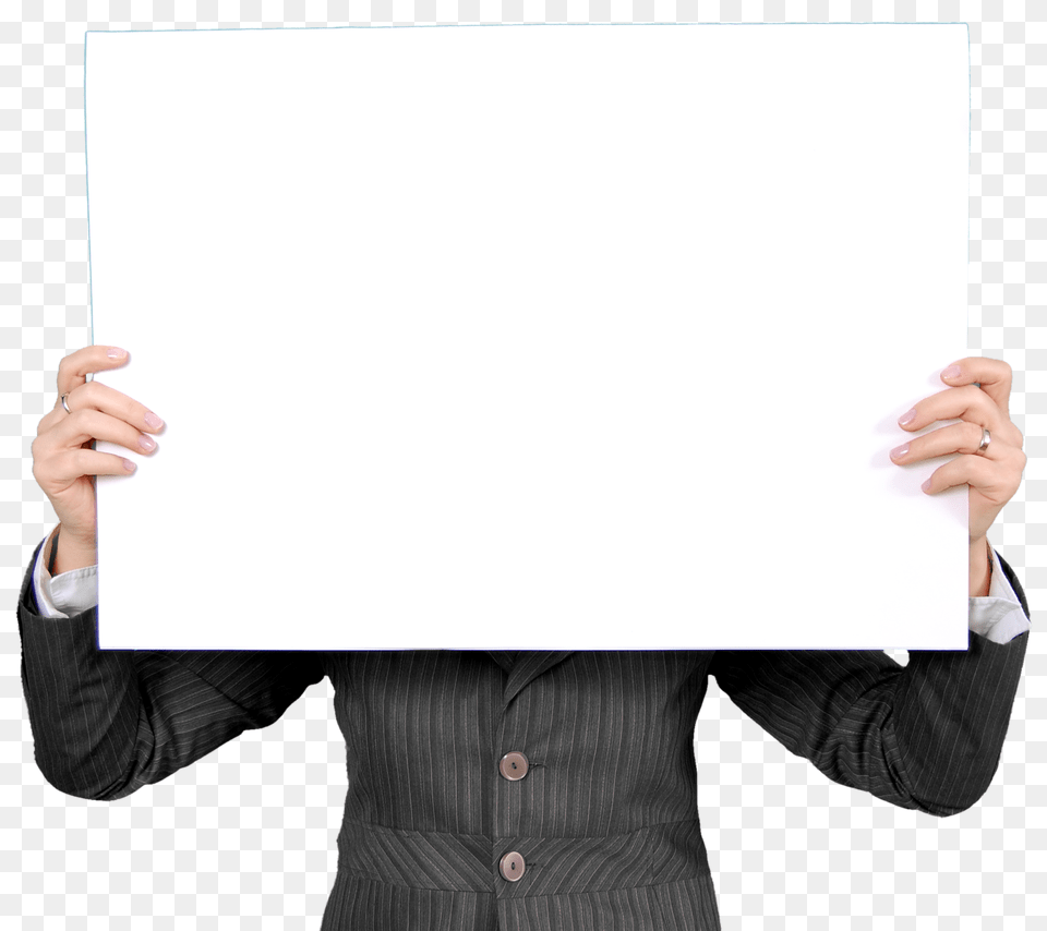 Business Woman Holding Blank Board White Board, Person, Man, Male Png Image
