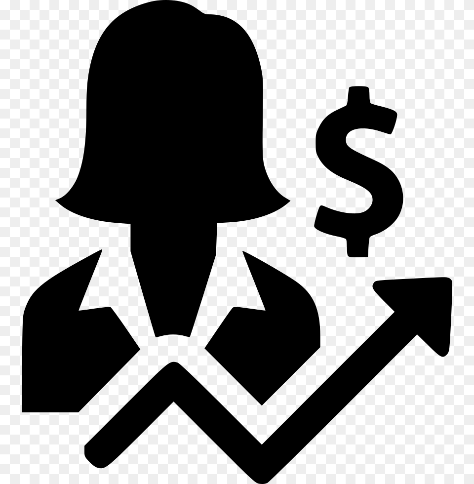 Business Woman Person Income Profit Increase Growth Women In Business Icon, Stencil, Silhouette, Adult, Female Free Png