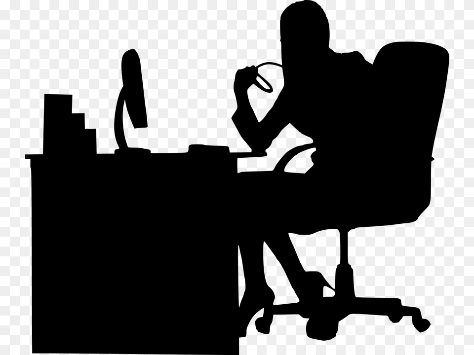 Business Woman Silhouette Silhouette Office Worker Clipart, Gray Free Transparent Png