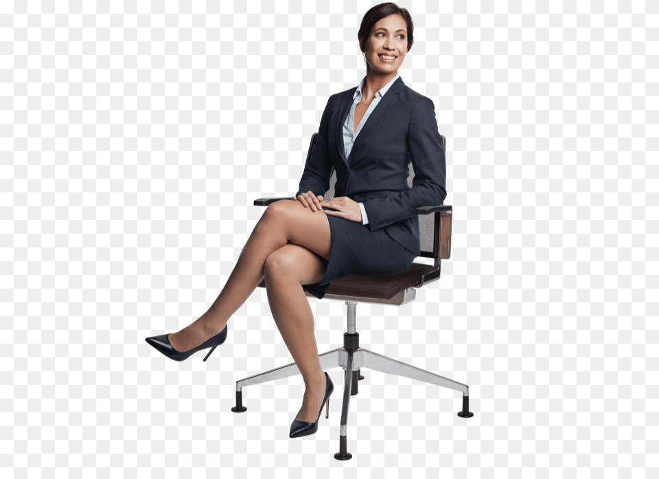 Business Woman Sitting Girl Sitting On Desk, High Heel, Suit, Clothing, Footwear Free Png Download