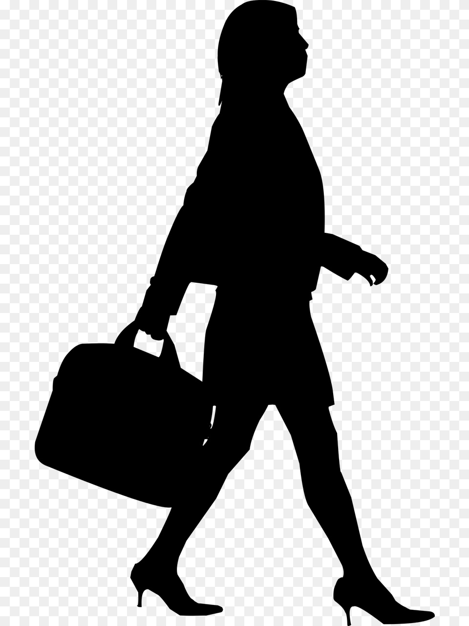 Business Woman Walking Silhouette, Gray Free Png