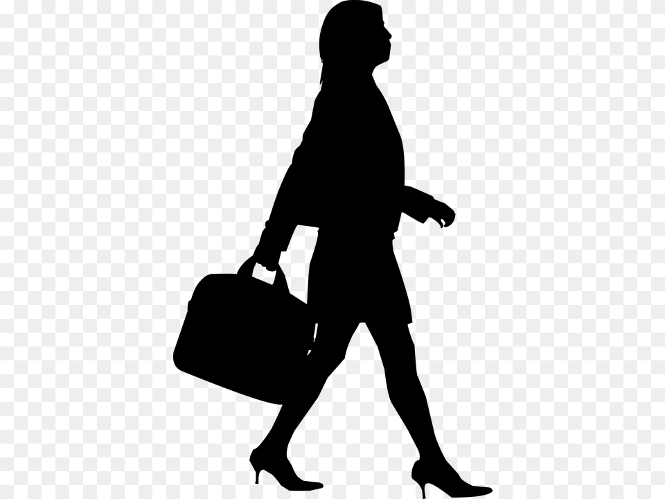 Business Woman Walking Silhouette, Gray Free Transparent Png