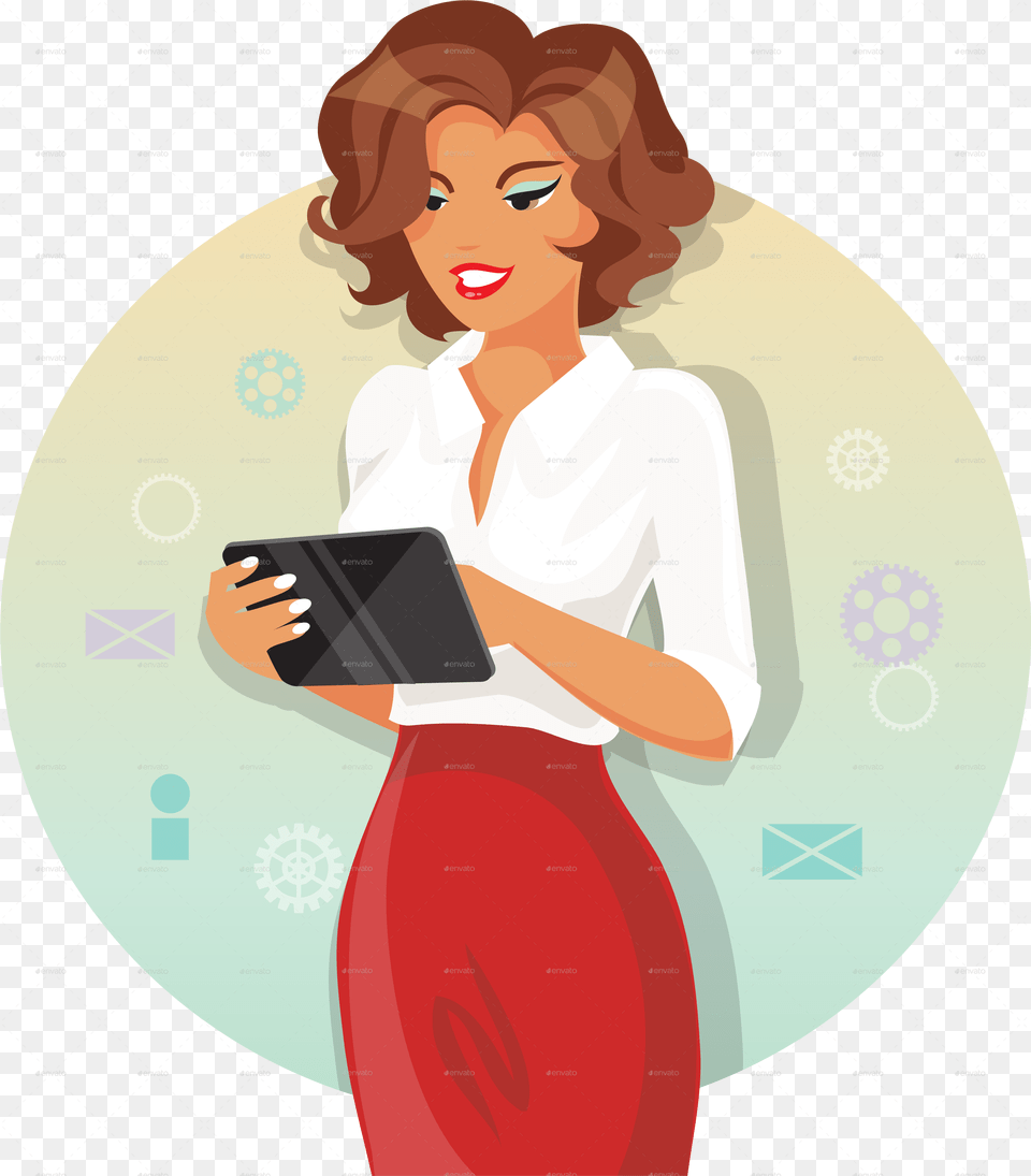 Business Woman With A Tablet Business Woman Clipart, Photography, Blouse, Clothing, Adult Free Transparent Png