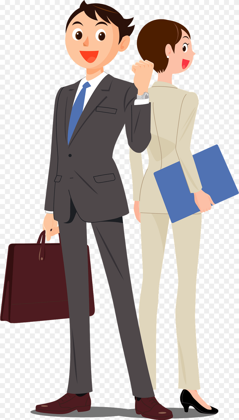 Businessman And Businesswoman Clipart, Formal Wear, Suit, Bag, Clothing Free Png