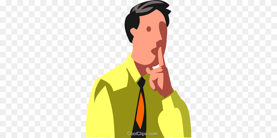 Businessman Asking For Quiet Royalty Vector Clip Art, Accessories, Tie, Formal Wear, Man Free Png Download