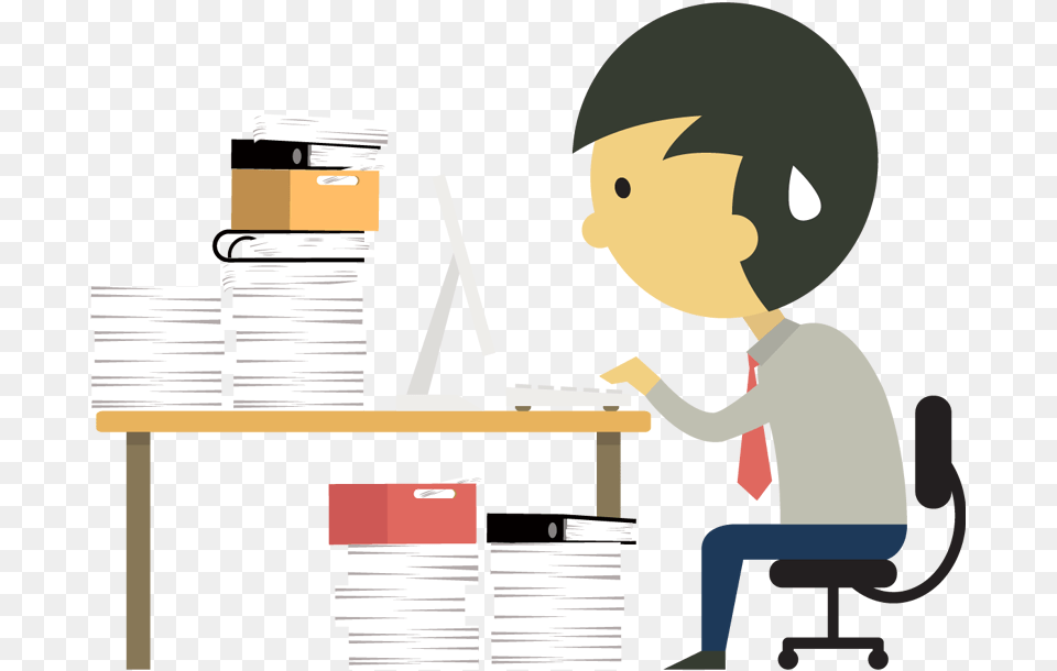 Businessman At Desk Images Cartoon Toil Too Much Work, Furniture, Table, Baby, Person Free Png