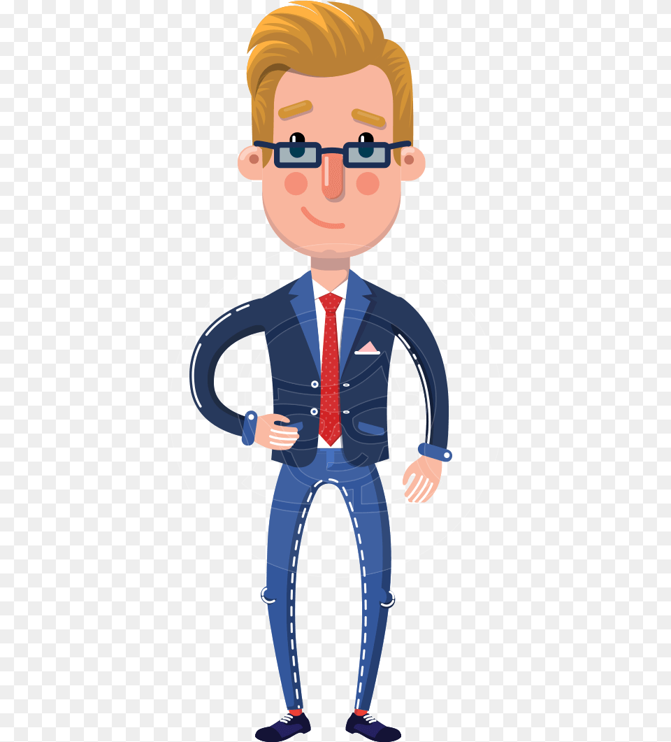 Businessman Cartoon Character In Flat Style Cartoon 2 Hand Stop, Accessories, Formal Wear, Tie, Person Free Png