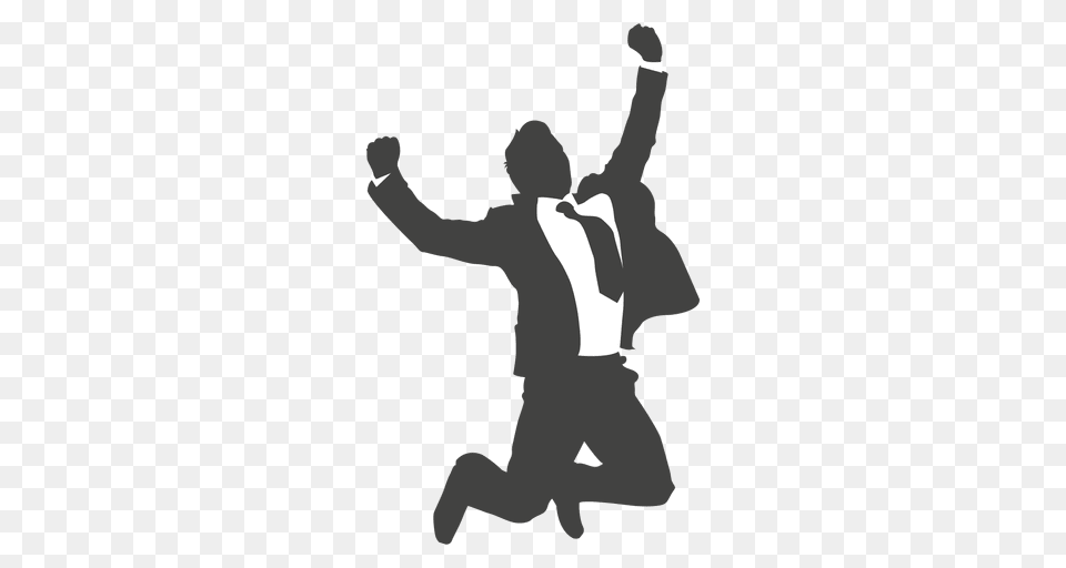 Businessman Celebrating Success Silhouette, Person, Stencil, Head Free Png