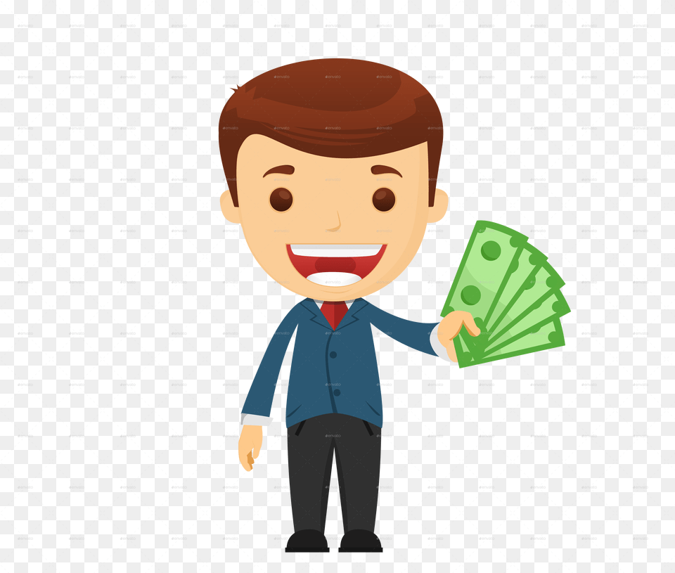 Businessman Clip Art Person With Money Cartoon, Face, Head, Photography, Portrait Png Image