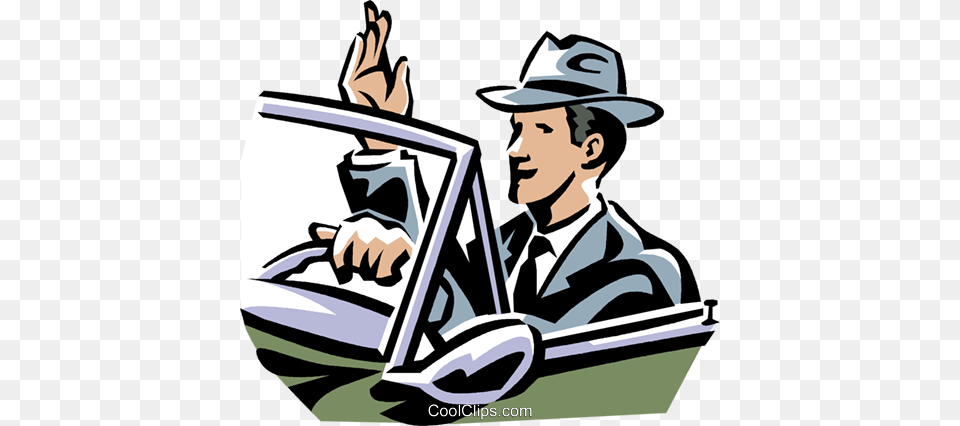 Businessman Driving A Car Royalty Vector Clip Art, Clothing, Hat, Adult, Male Free Transparent Png
