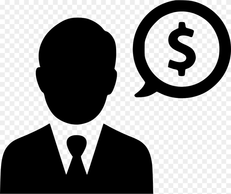 Businessman Earnings Sales Dollar Business Comments Man Icon, Silhouette, Stencil, Adult, Male Free Transparent Png