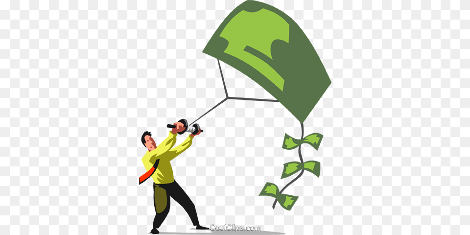 Businessman Flying A Money Kite Royalty Free Vector Clip Art, Adult, Male, Man, Person Png