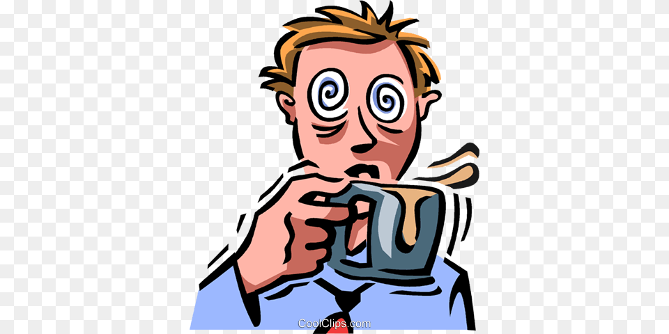 Businessman Having To Much Caffeine Royalty Vector Clip Art, Photography, Baby, Cup, Person Free Transparent Png