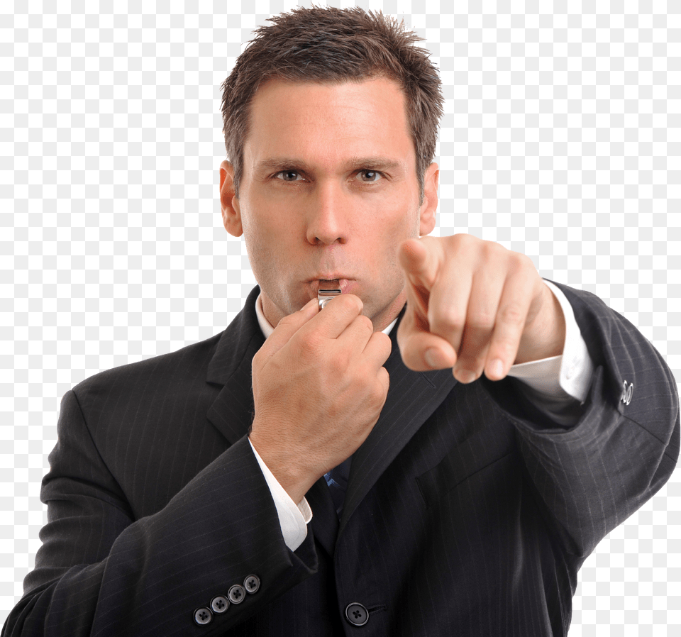 Businessman Image Person Blowing A Whistle, Formal Wear, Hand, Suit, Finger Free Transparent Png