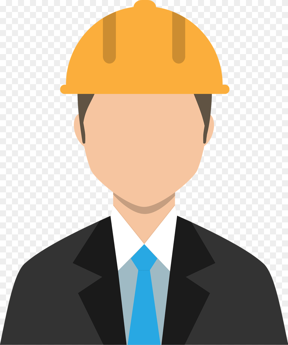 Businessman In A Yellow Hard Hat Clipart, Clothing, Hardhat, Helmet, Adult Png