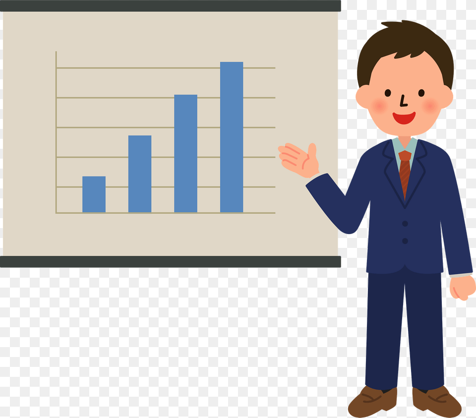 Businessman Is Giving A Presentation Clipart, Person, Face, Head, Bar Chart Free Png