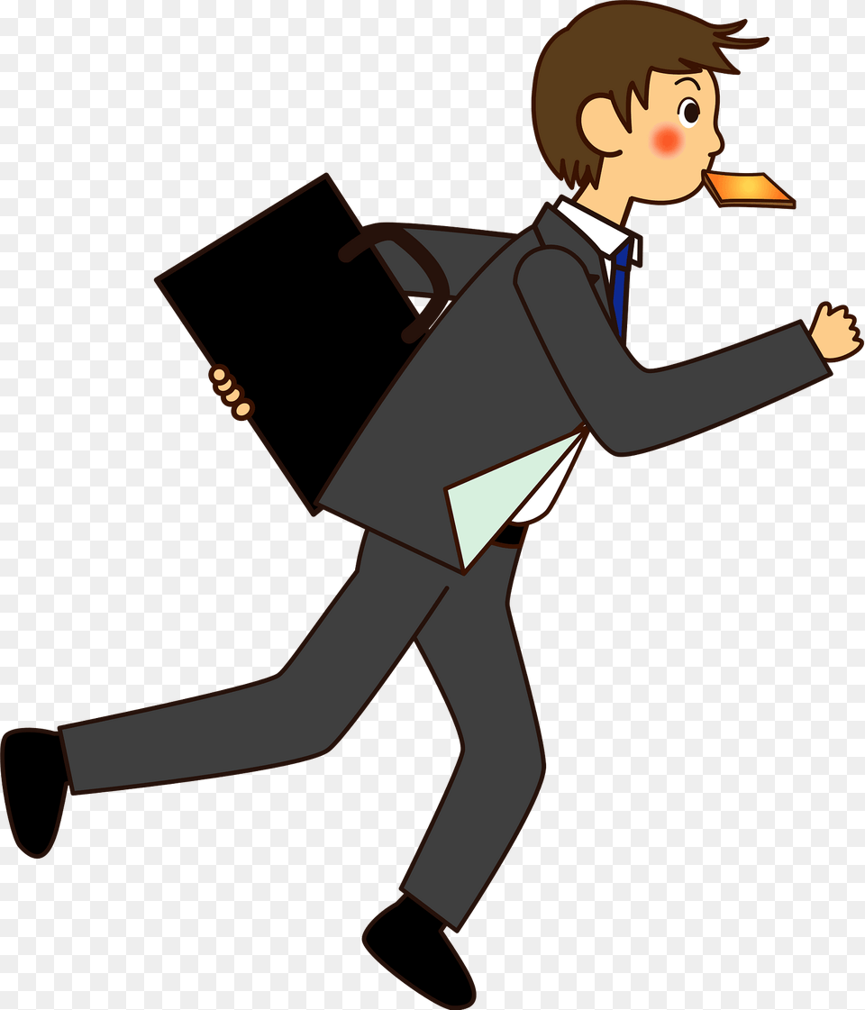 Businessman Is In A Hurry Clipart, Suit, Formal Wear, Clothing, Bag Png