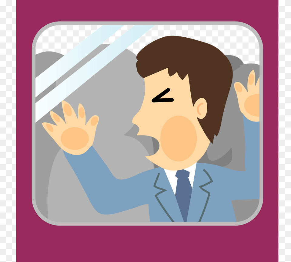 Businessman Is Riding A Commuter Train Clipart, Face, Head, Person Png Image