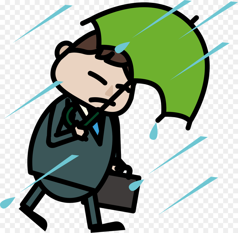 Businessman Is Using An Umbrella In The Rain Clipart, People, Person, Clothing, Coat Free Transparent Png