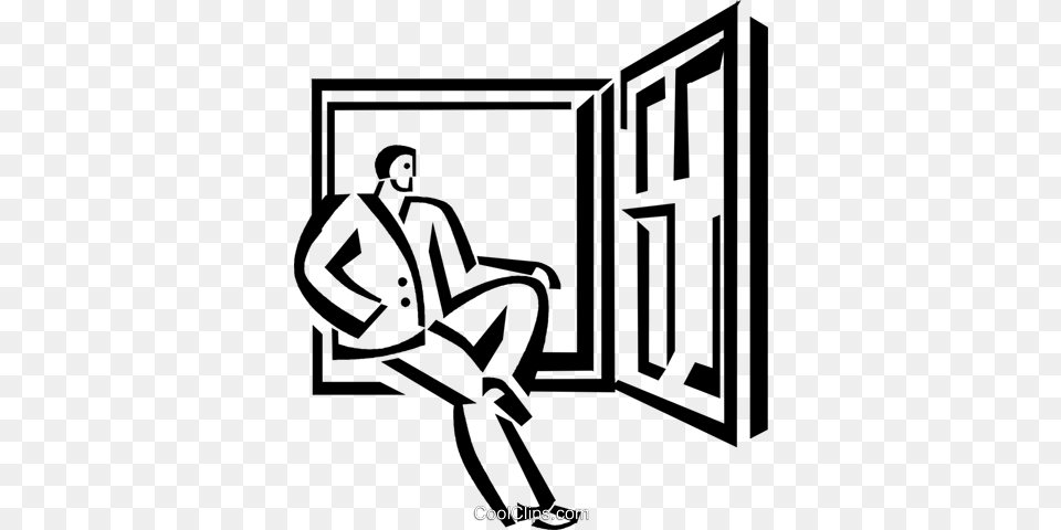 Businessman Looking Out The Window Royalty Vector Clip Art, Door, Accessories, Formal Wear, Tie Png