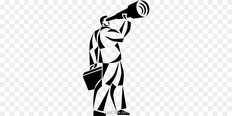 Businessman Looking Through A Telescope Royalty Vector Clip, People, Person, Photography, Adult Free Png