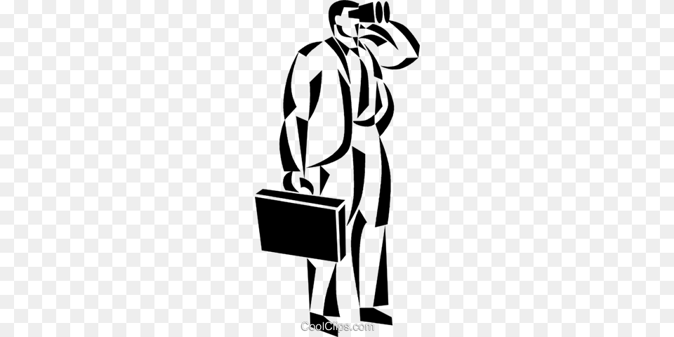Businessman Looking Through Binoculars Royalty Vector Clip, Bag, Briefcase, Adult, Male Png