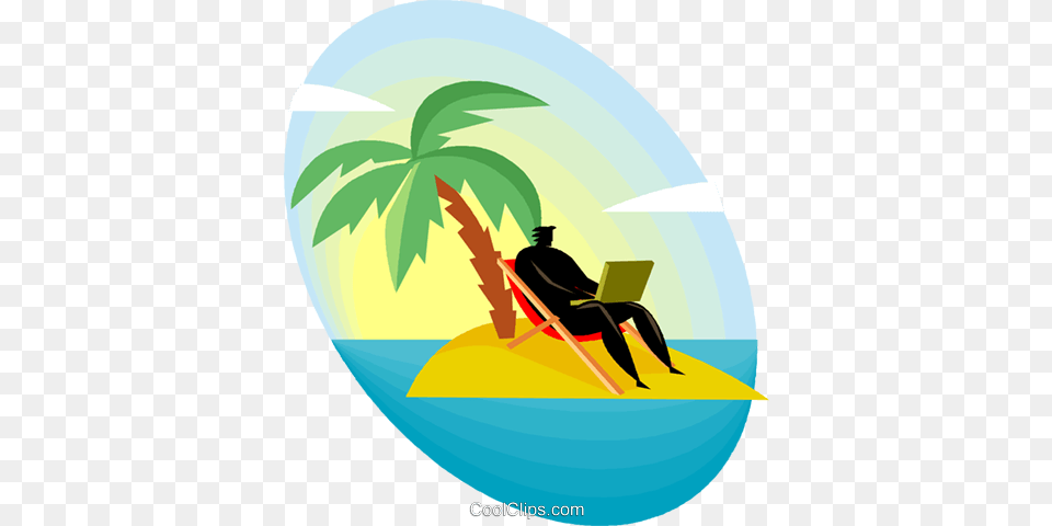 Businessman On Deserted Island Royalty Vector Clip Art, Nature, Outdoors, Sea, Sea Waves Free Png Download