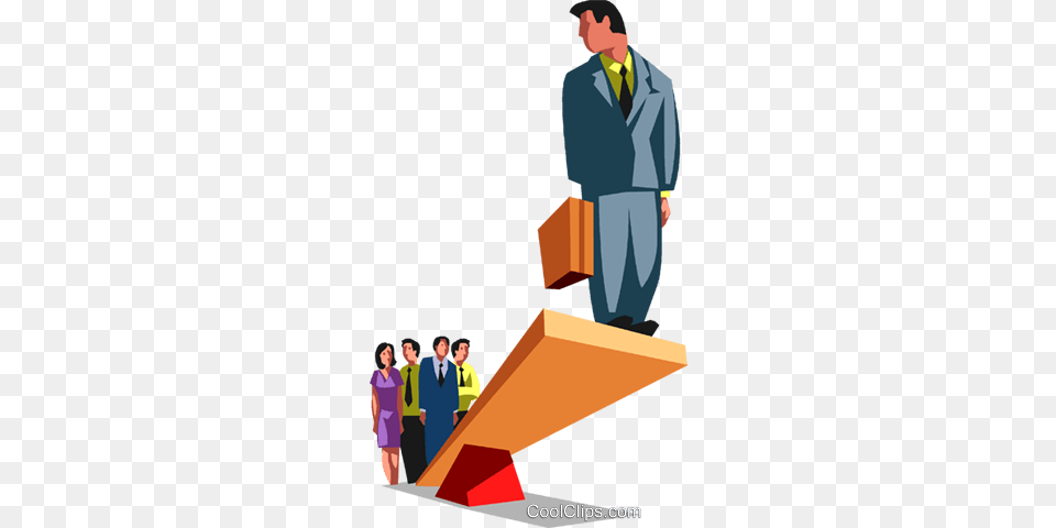 Businessman On Teeter Totter Royalty Free Vector Clip Art, Adult, Person, Man, Male Png Image