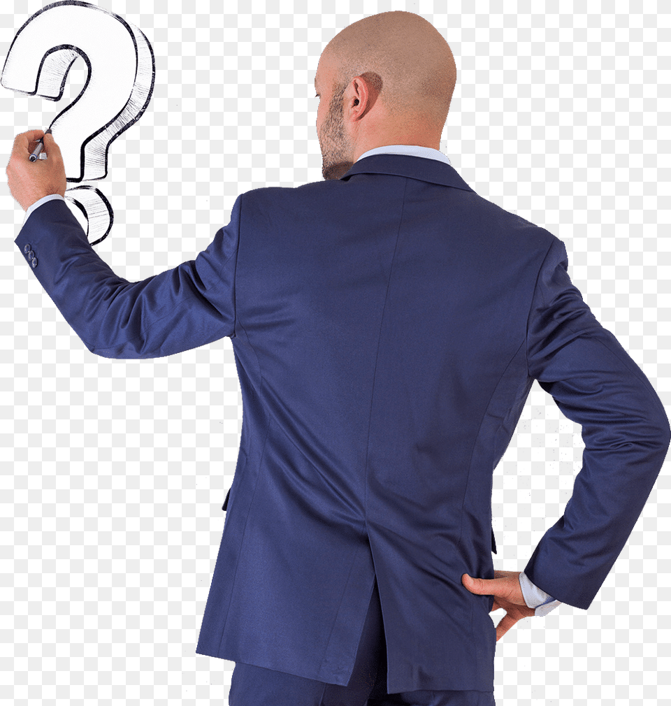 Businessman On Background Drawing A Question Gentleman, Formal Wear, Blazer, Clothing, Coat Free Transparent Png