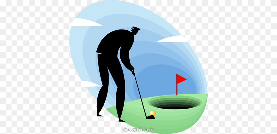 Businessman Playing Golf Royalty Free Vector Clip Art Illustration, Adult, Male, Man, Person Png Image