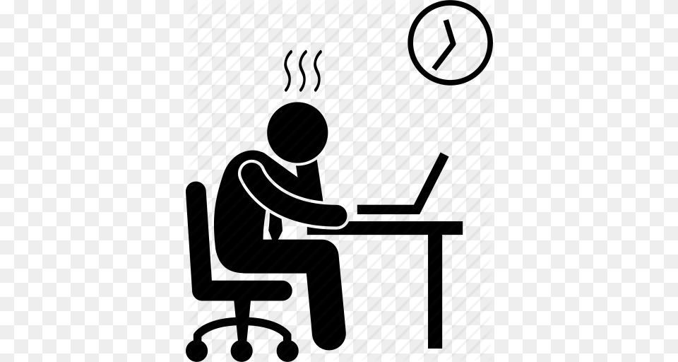 Businessman Pressure Stress Stressful Tension Tired Working Icon, Furniture, Table, Desk Free Png