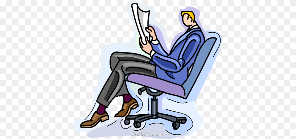 Businessman Reading A Report Royalty Free Vector Clip Art, Sitting, Person, Head, Face Png