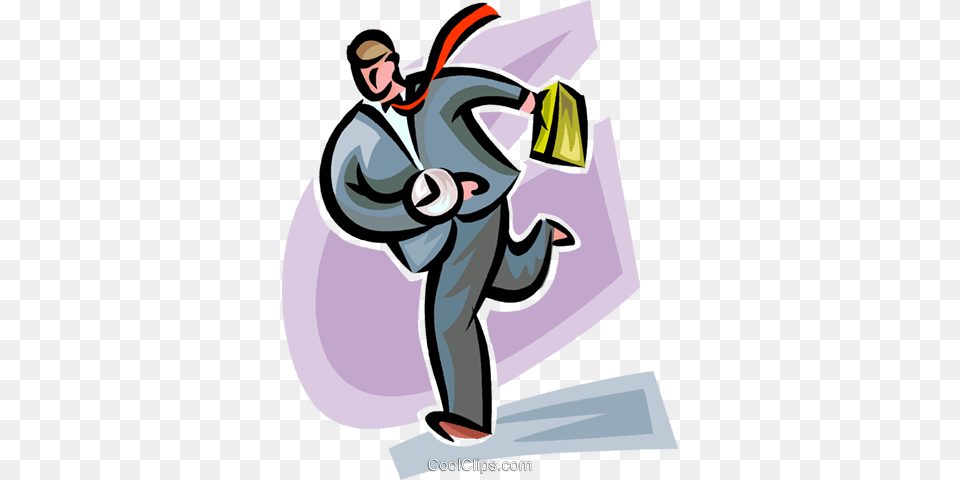 Businessman Running Late Royalty Vector Clip Art Illustration, Person, Bag, Judo, Martial Arts Free Png