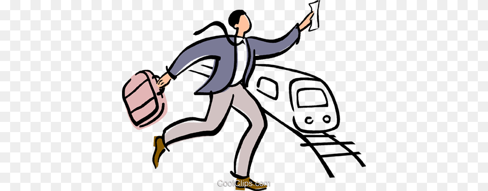 Businessman Running To Catch A Train Royalty Vector Clip Art, Person, Bag, Face, Head Png