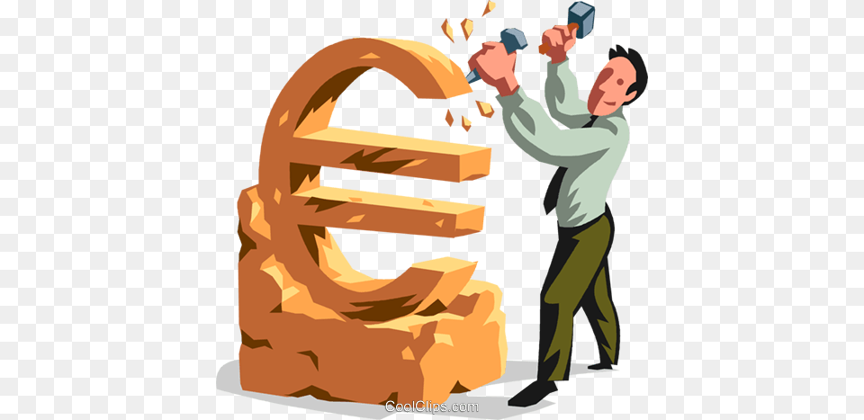 Businessman Sculpting A Euro Sign Royalty Vector Clip Art, Adult, Male, Man, Person Free Png