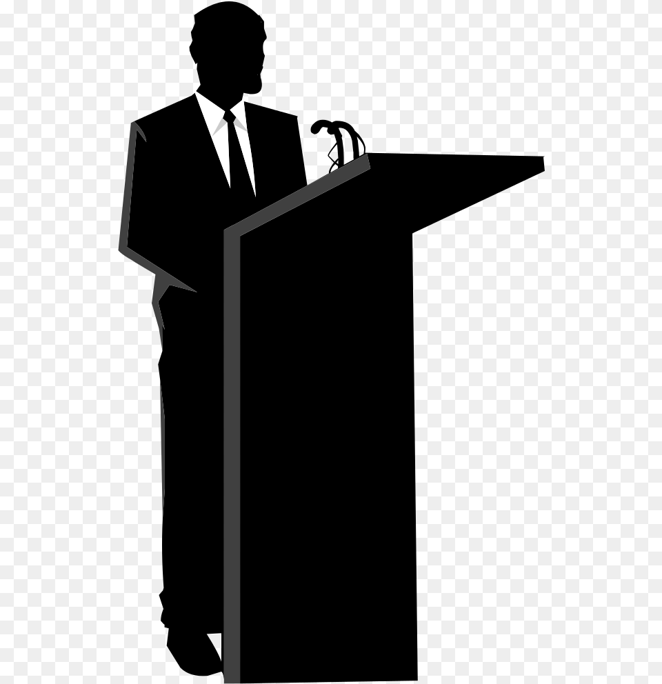 Businessman Silhouette Person Speaking On A Podium, Lighting Png Image