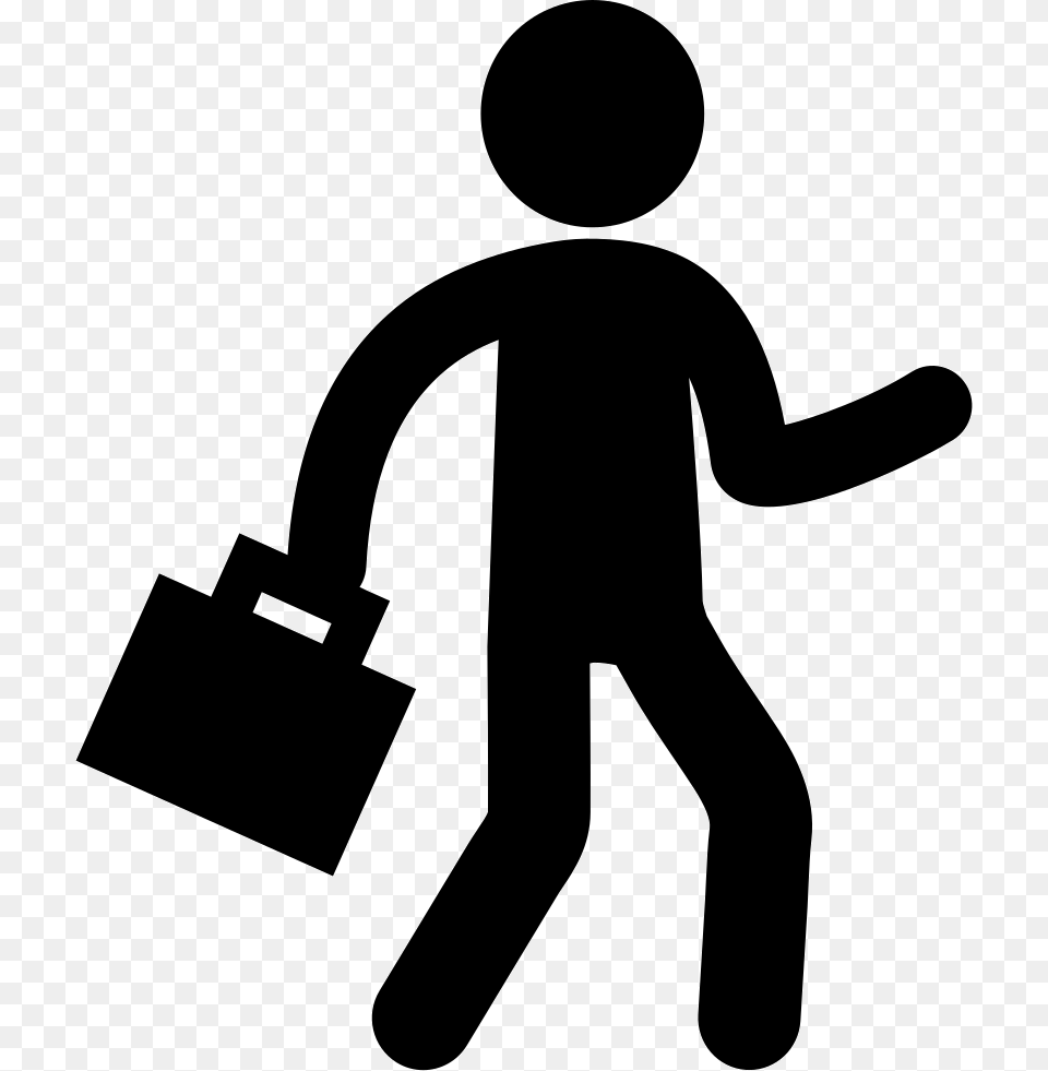 Businessman Silhouette Walking With Suitcase Walking With Briefcase Icon, Bag, Stencil, Appliance, Blow Dryer Free Png