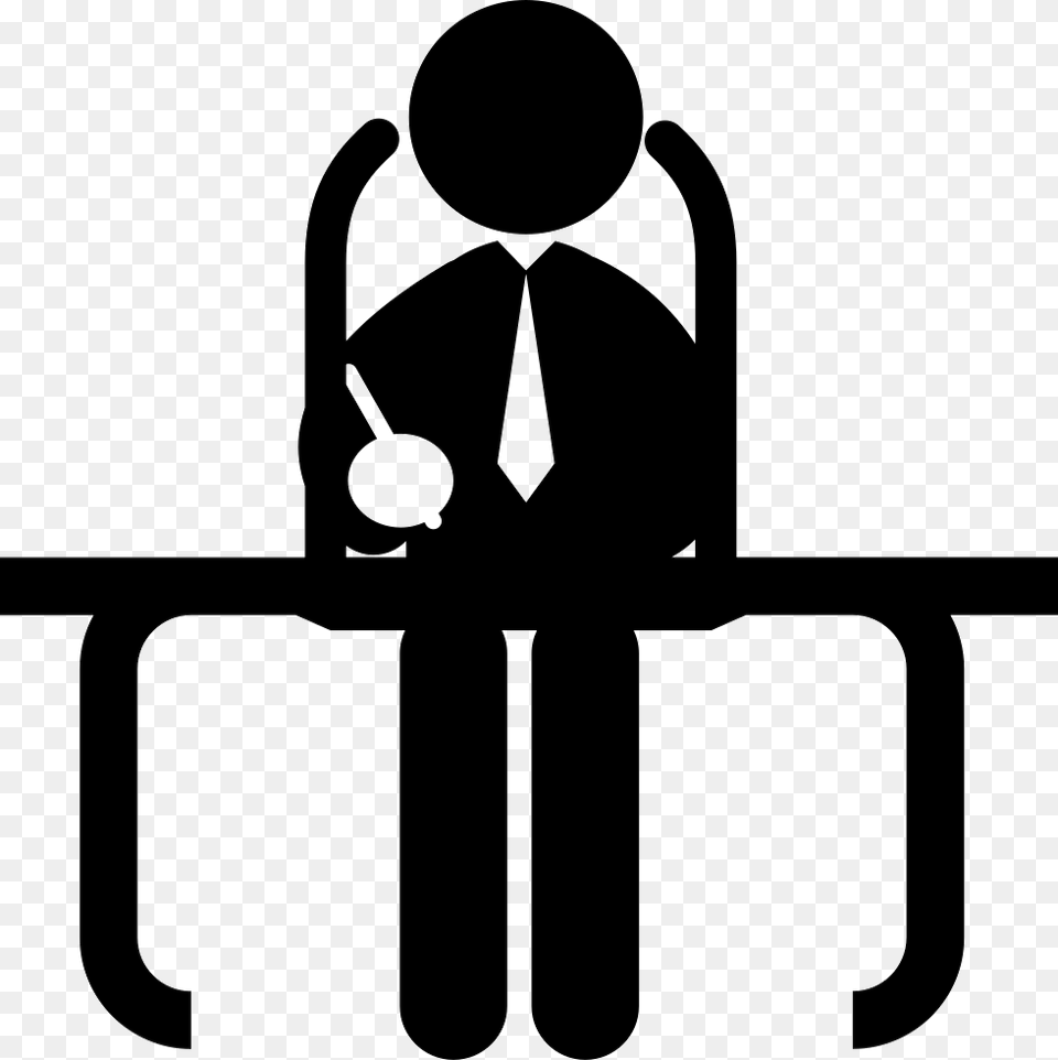 Businessman Sitting On His Office Desk Office Transparent Icon, Stencil Free Png
