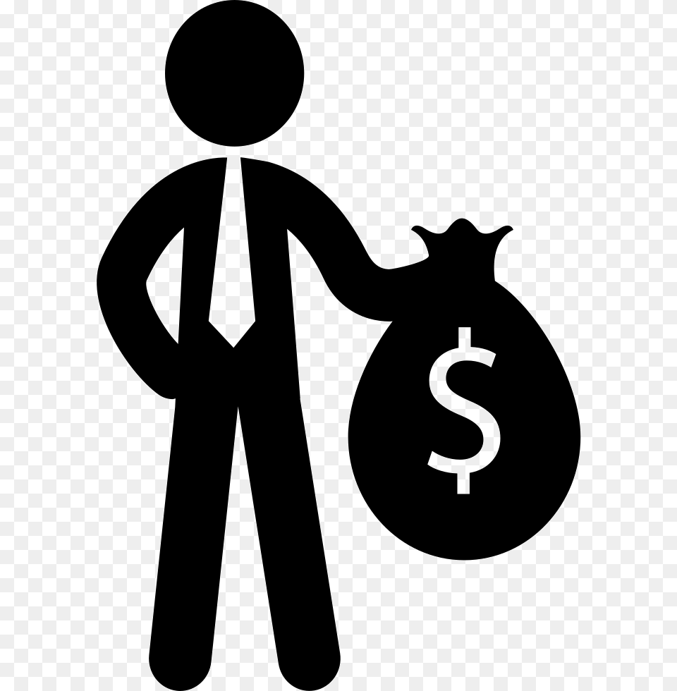 Businessman Standing Holding Dollars Money Bag, Stencil, Silhouette, Smoke Pipe, Symbol Free Png