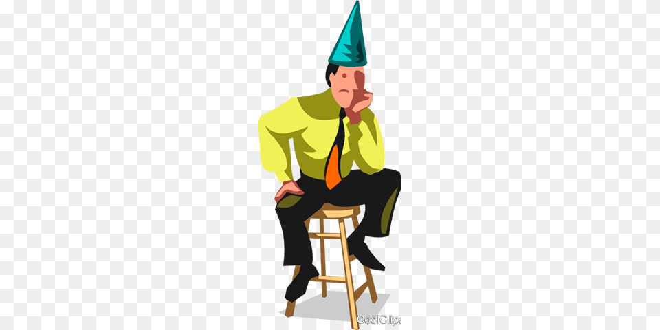 Businessman Wearing A Dunce Cap Royalty Vector Clip Art, Hat, Clothing, Person, Adult Free Transparent Png