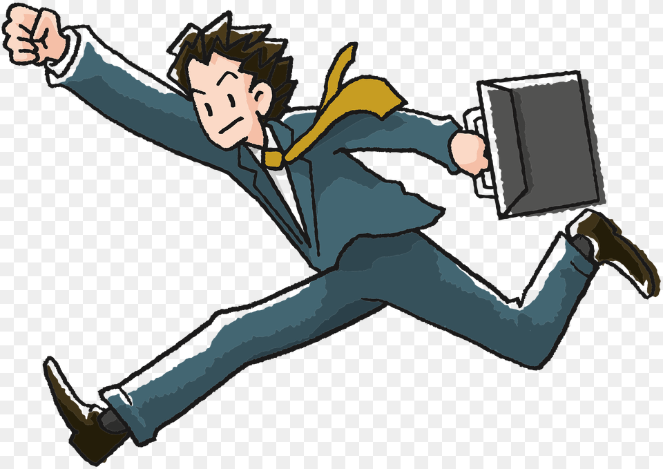 Businessman With A Briefcase Running Clipart, Face, Head, Person, Baby Png Image