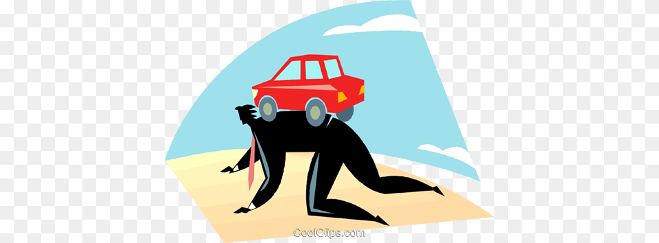 Businessman With A Car On His Back Royalty Vector Clip Art, Transportation, Vehicle, Photography, Machine Free Png Download