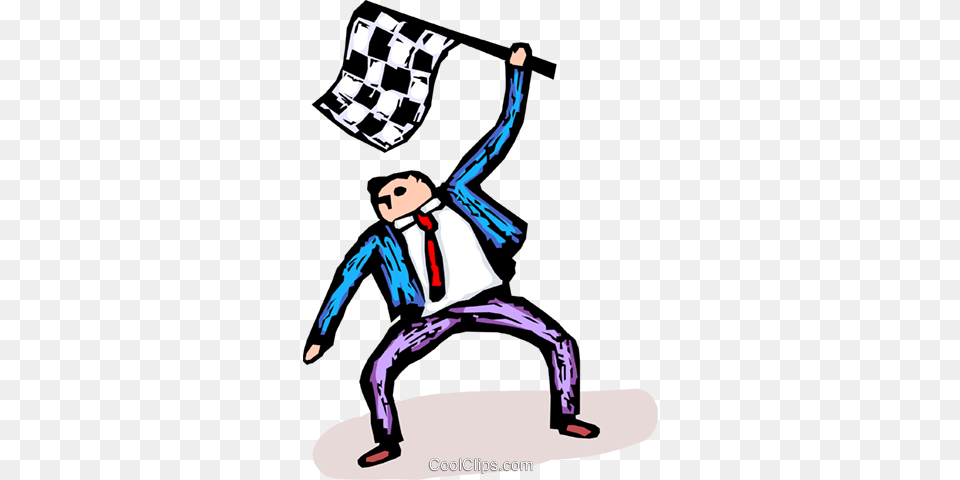 Businessman With A Checkered Flag Royalty Vector Clip Art, People, Person, Magician, Performer Free Png