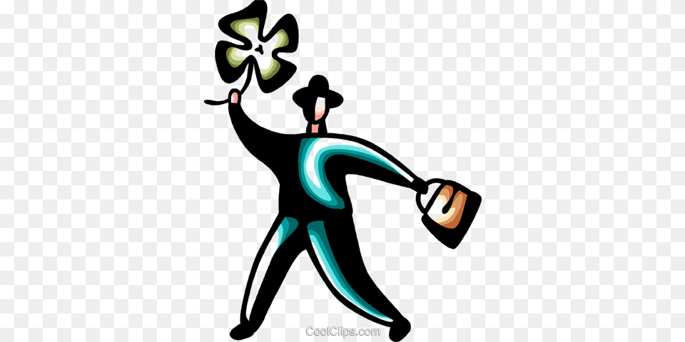 Businessman With Four Leaf Clover Royalty Vector Clip Art, Lighting, Juggling, Person, Adult Free Transparent Png