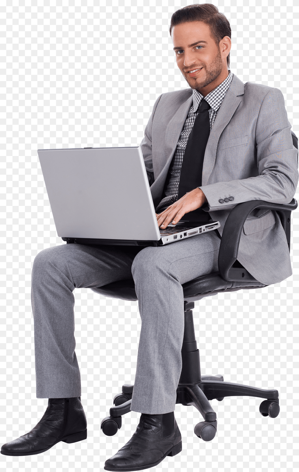 Businessman With Laptop Man In Suit Sitting, Accessories, Person, Pc, Formal Wear Free Transparent Png