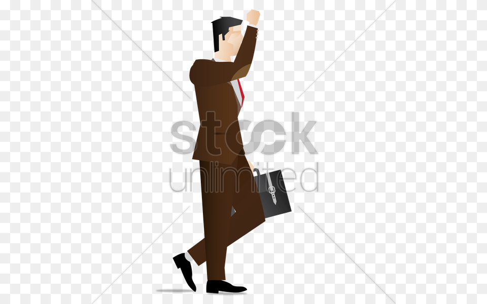 Businessman With Raised Hand Vector Image, Bag, Person, Walking, Adult Free Transparent Png