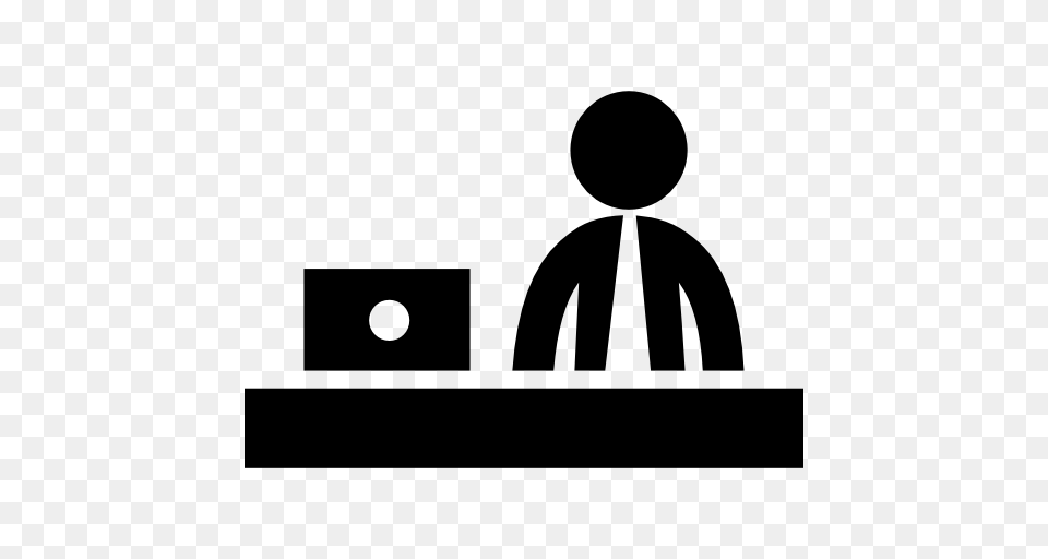 Businessman Working Behind A Desk Of Office, Stencil, Person, People Free Png Download