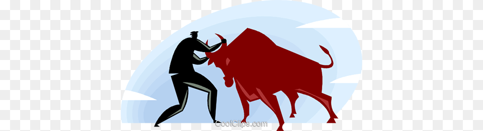 Businessman Wrestling A Bull Royalty Vector Clip Art, Animal, Mammal, Adult, Person Free Png Download