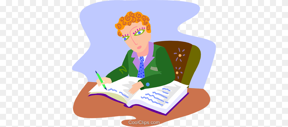 Businessman Writing In His Journal Royalty Vector Clip Art, Person, Reading, Baby, Face Free Png